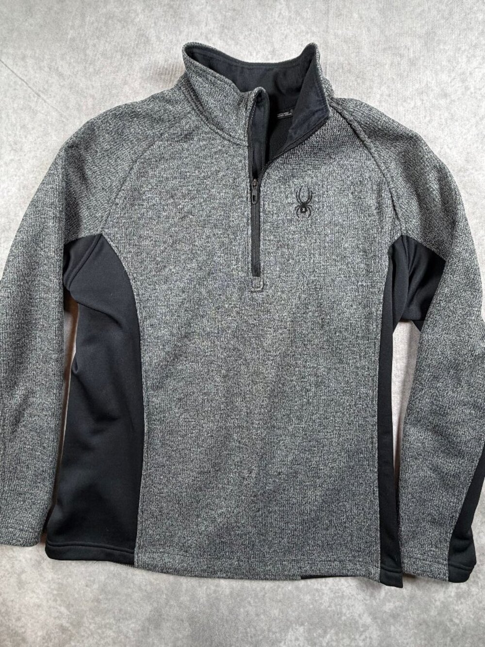 Spyder Men’s Fleece 1/4 Zip Pullover Jacket Gray Black Ski Size XL